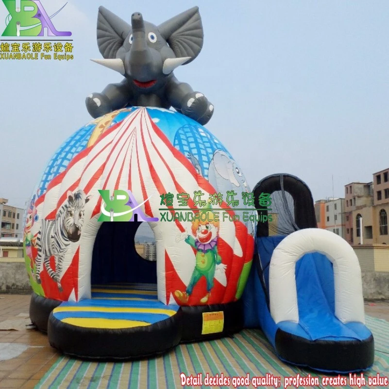Disco Dome Inflatable Bouncers Elephant Theme Bouncy Castle Combo Slide 1