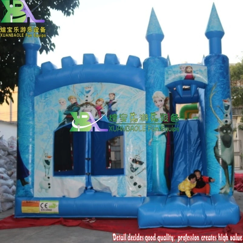 Inflatable frozen theme bounce house jumping castle with slide combo 1