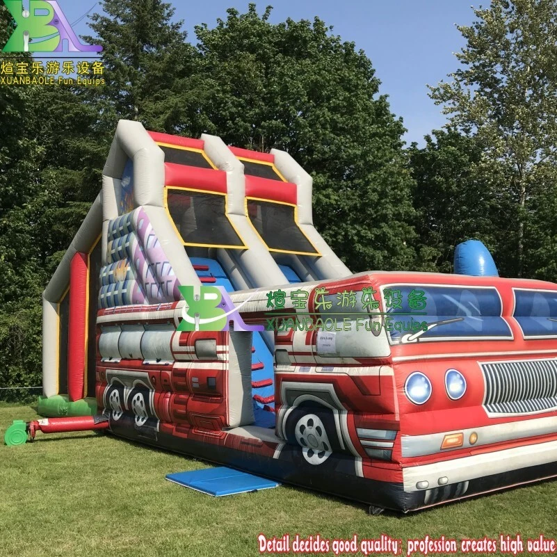 Fire Escape Jump Inflatable Fire Truck Slide Sport Game / Extreme Inflatable Airbag Stunt Jump 1