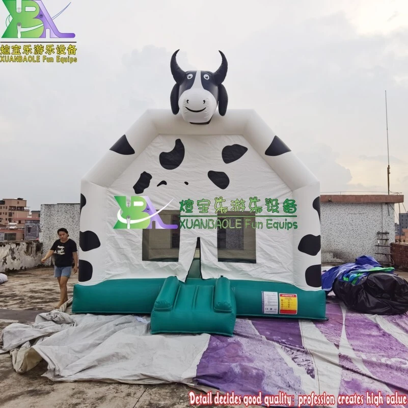 Children Moonwalk inflatable bouncer jumping bouncy castle jumper cow bounce house 1