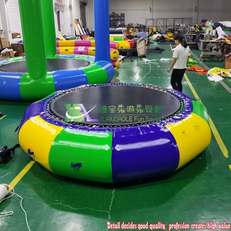 Water Sport Events Inflatable Water Trampoline Slide Jump Bouncing Floating Island Lake water toy 1