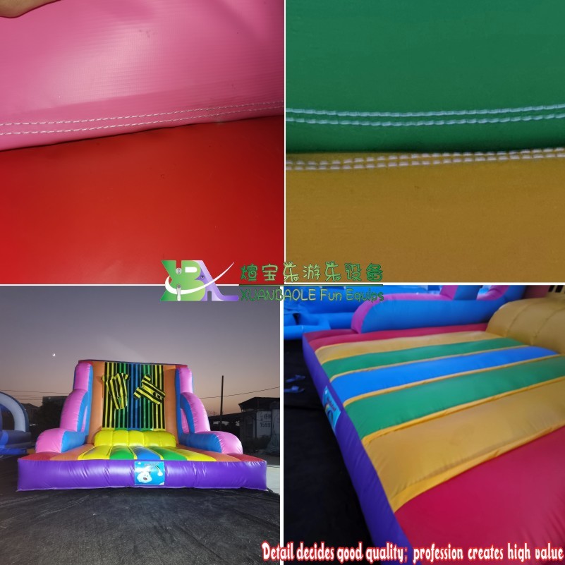 Juegos de pared de Velcro adhesivo inflable de arcoíris estándar comercial para fiesta, pared adhesiva de mosca inflable con trajes 8