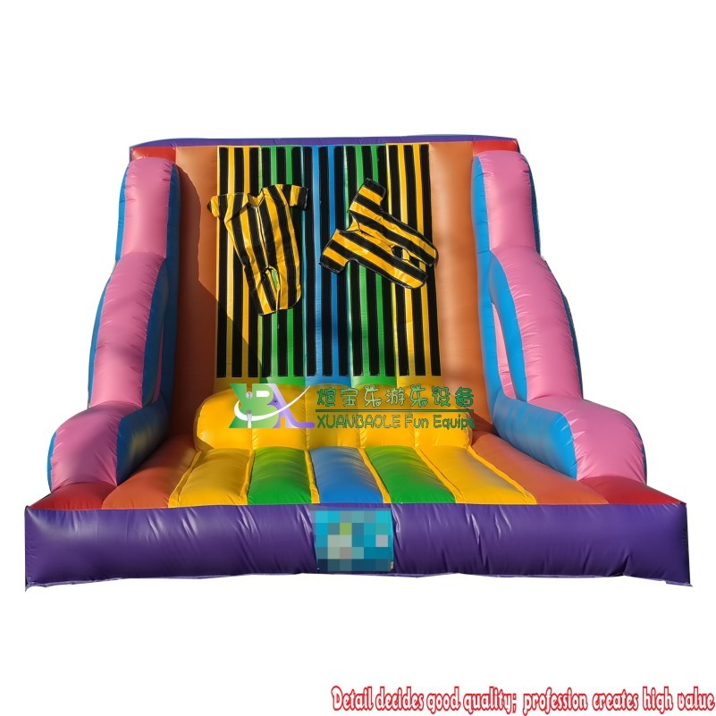 Juegos de pared de Velcro adhesivo inflable de arcoíris estándar comercial para fiesta, pared adhesiva de mosca inflable con trajes 9