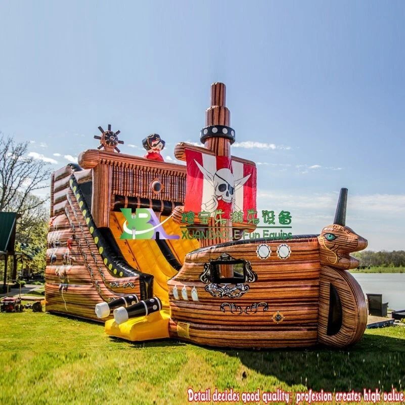 Inflatable Amusement Park Equipment Pirate Ship Bouncer Bouncy Obstacle With Slide 1