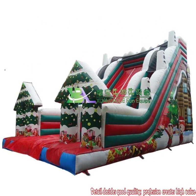 Christmas Eve Bounce Slide, Newly Festival Trampolines Inflatable Christmas Theme Santa Stuck Snow Slide 1