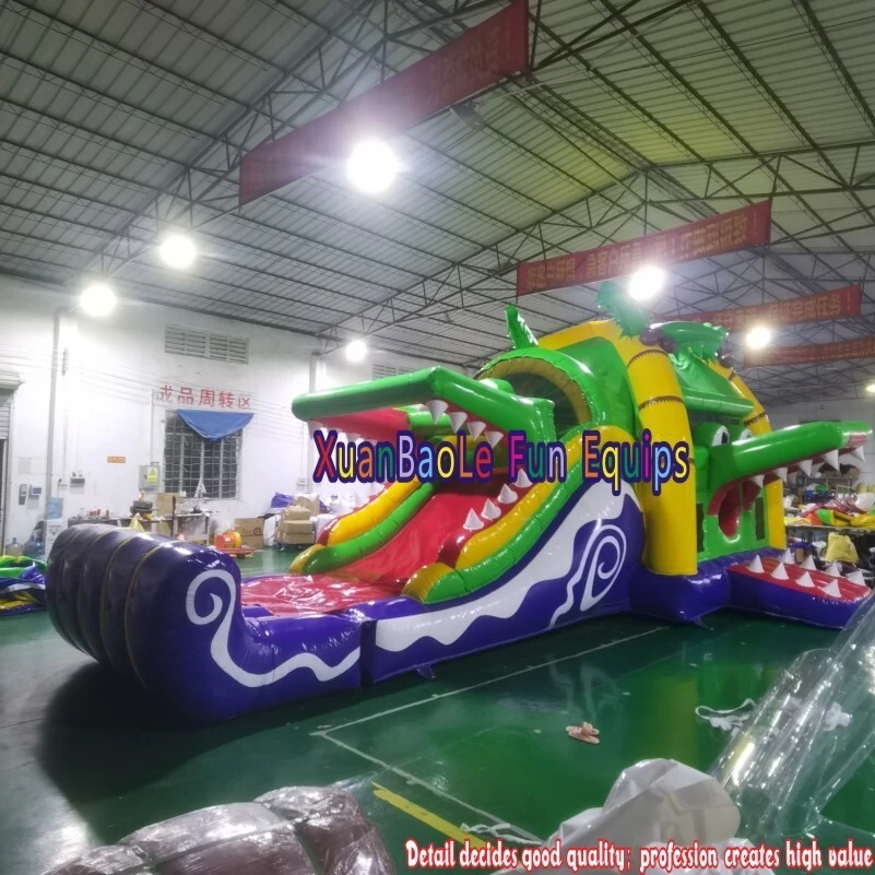 Fashion Crocodile jumping castle inflatable wet dry combo game for kids 1