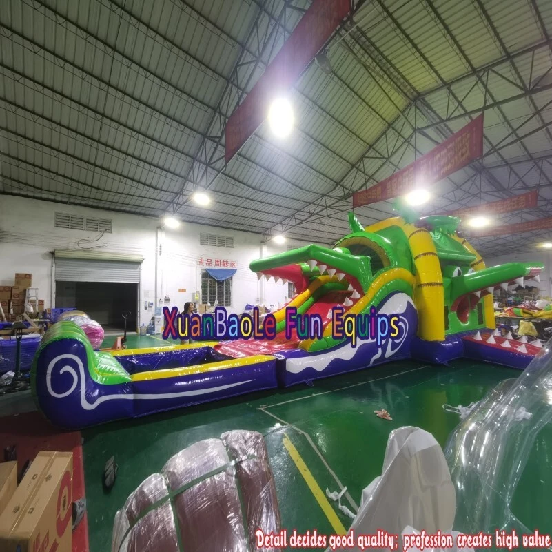 Multi play Crocodile Super Inflatable Bouncy Castle With Pool Slide 1