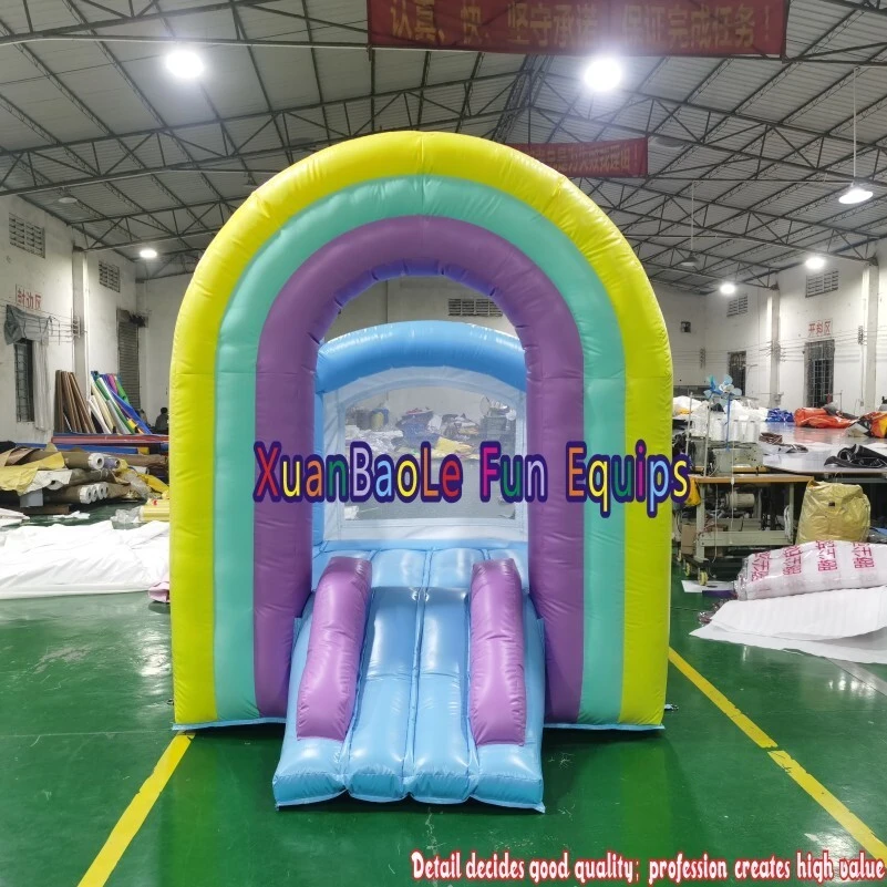 Macaron Fire retardant inflatable wedding castle, Mini Rainbow Colorful Bouncy House 1