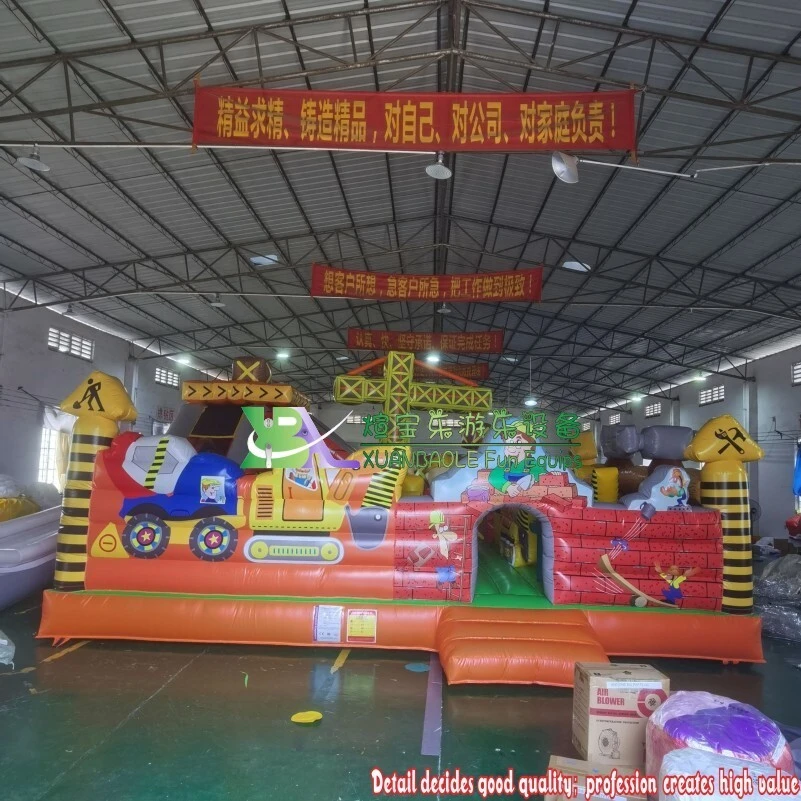 25ft x 21ft Multiplay Combo Bouncy Castle, Inflatable construction building fun city bouncer slide 1