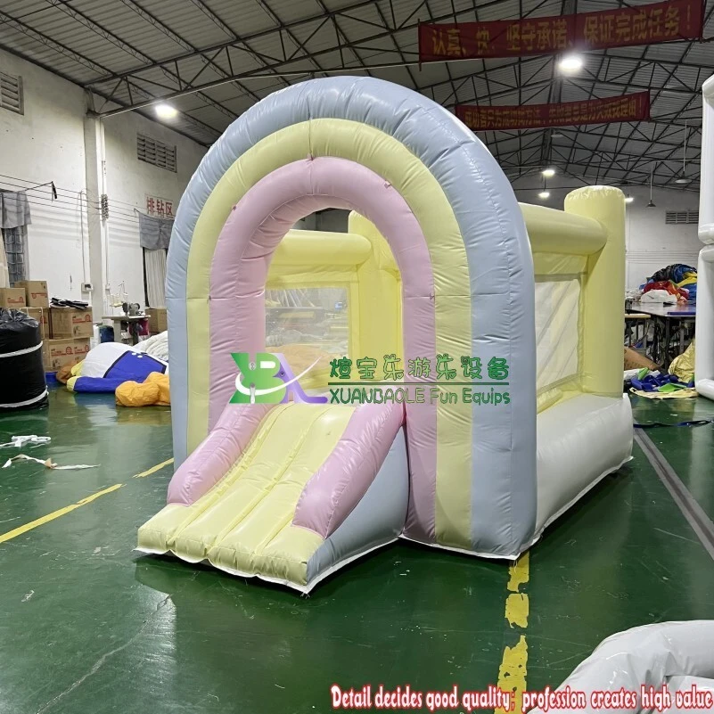 Rainbow pastel bounce house inflatable bouncer wedding party hire bouncy castle 1