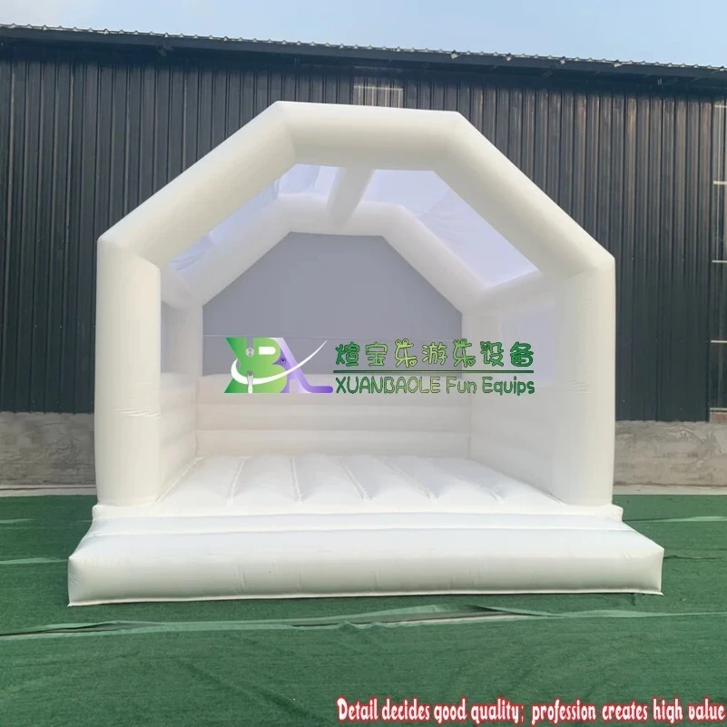 Outdoor Toddler White Wedding Bouncer House Inflatable Jumping Bouncy Castle 1