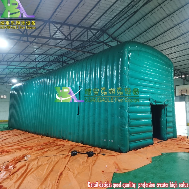 Dark Green inflatable storage tent, large durable airtight arch tunnel tent 1