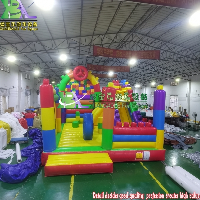 Marvel Lego Block Building Construction Play land Inflatable Combo Bouncy Castle Slide 1