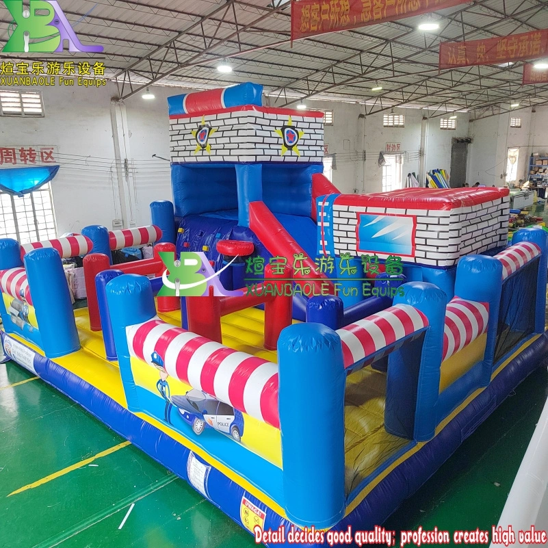 New multi play bounce area inflatable fun city big police station castle combo 1