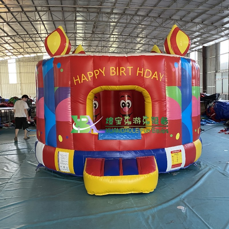 Birthday Cake Theme Inflatable Moonwalk Jumper Bouncy Inflatable Trampoline for Kids 2