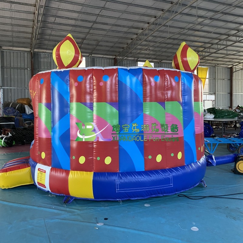 Birthday Cake Theme Inflatable Moonwalk Jumper Bouncy Inflatable Trampoline for Kids 6