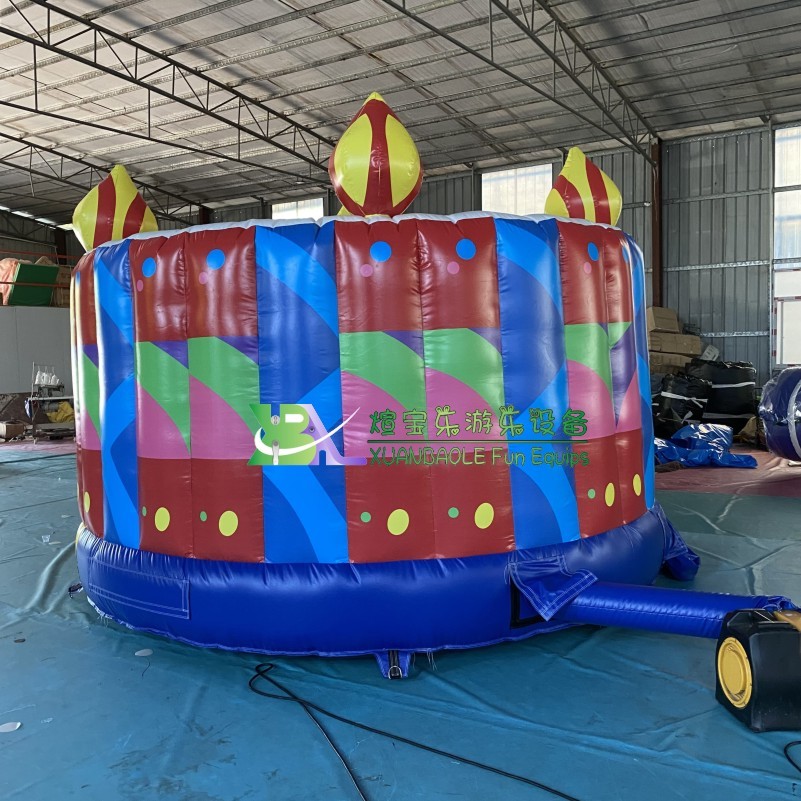 Birthday Cake Theme Inflatable Moonwalk Jumper Bouncy Inflatable Trampoline for Kids 5