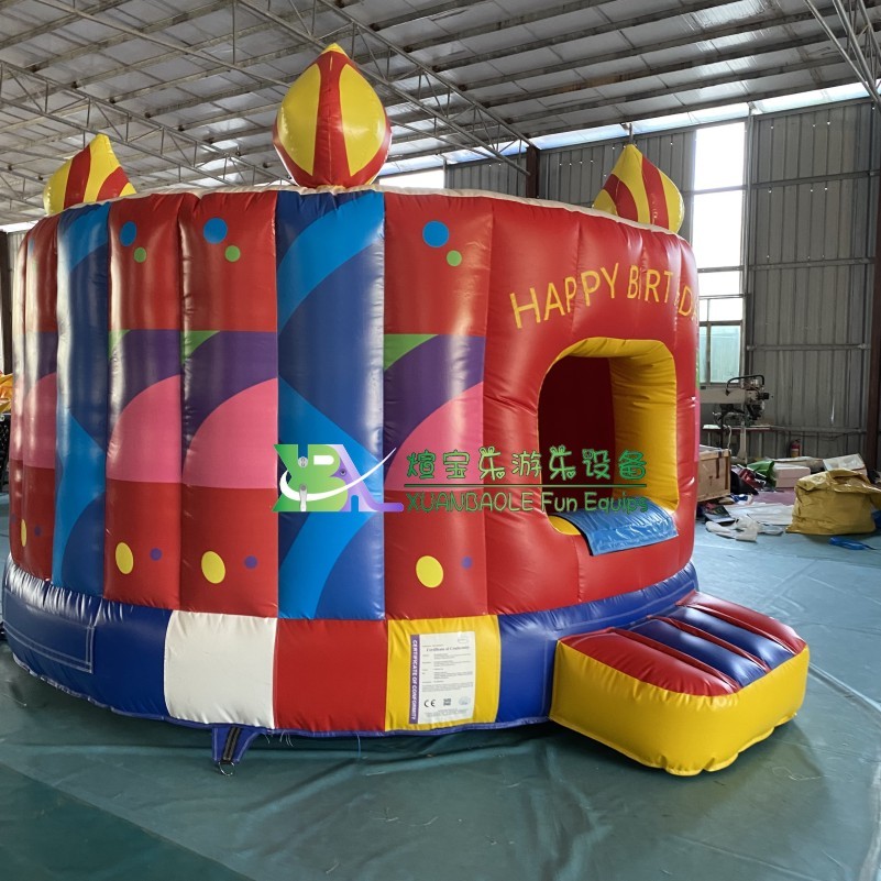 Birthday Cake Theme Inflatable Moonwalk Jumper Bouncy Inflatable Trampoline for Kids 7