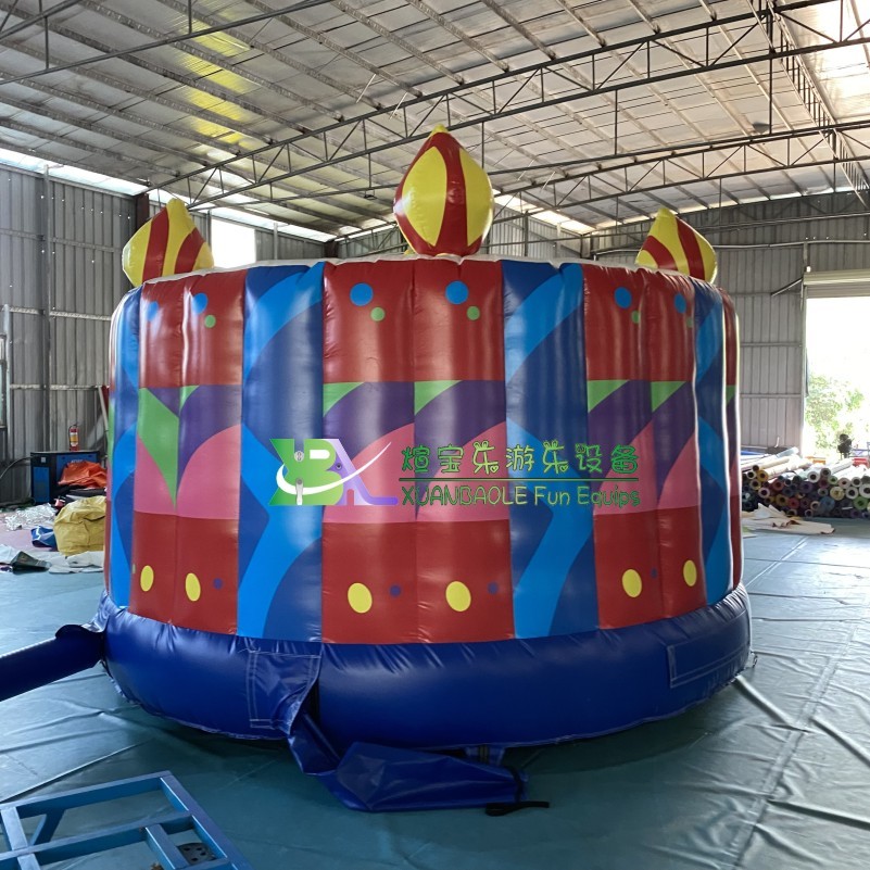 Birthday Cake Theme Inflatable Moonwalk Jumper Bouncy Inflatable Trampoline for Kids 8