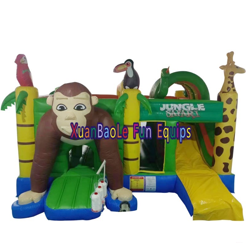Kids’ Jungle Inflatable Bouncer Combo – Gorilla Themed Jump Castle with Slide for Garden 2