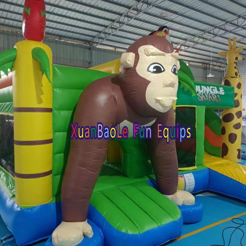 Kids’ Jungle Inflatable Bouncer Combo – Gorilla Themed Jump Castle with Slide for Garden 6