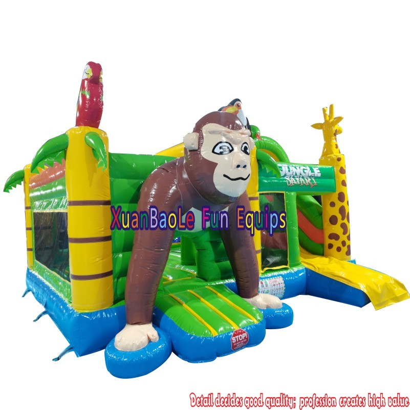 Kids’ Jungle Inflatable Bouncer Combo – Gorilla Themed Jump Castle with Slide for Garden 4