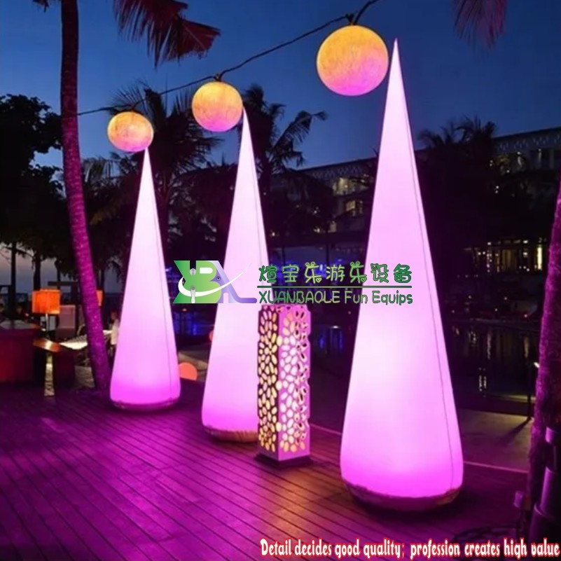Cône gonflable adapté aux besoins du client de lumière de corne de LED coloré de tube gonflable 3