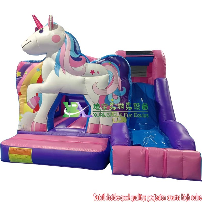 2025 Unicorn-Themed Mini Inflatable Bounce & Slide Combo – Kids’ Party Fun Castle 3