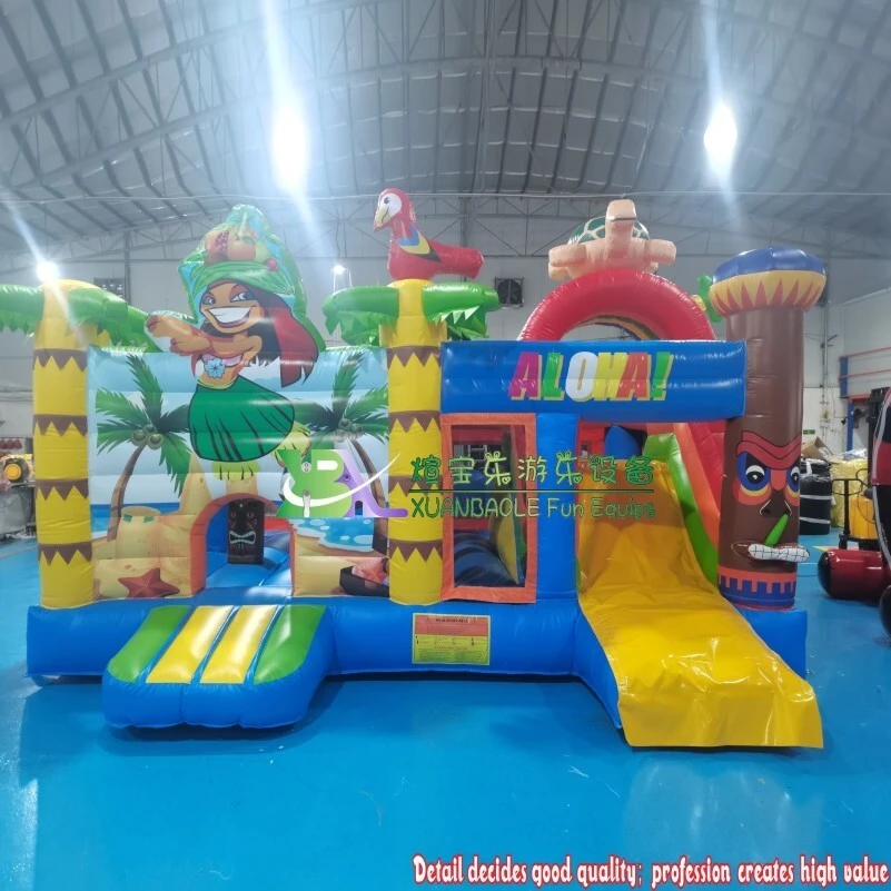 Hawaii Aloha Inflatable Party Bounce Commercial Inflatable Bouncer Moon Bounce House/ Bouncy Slide Combo for Kids 1