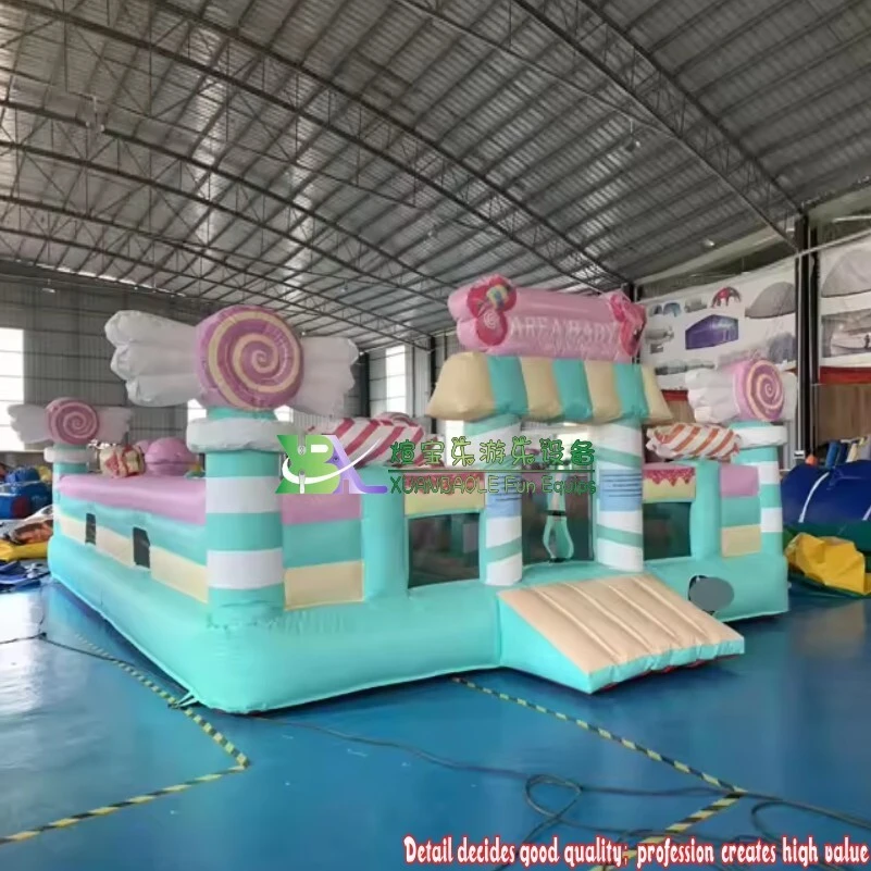 Pastel Candy House Inflatable Bouncy Castle Party Carnival Jumping Bouncer Playground 1
