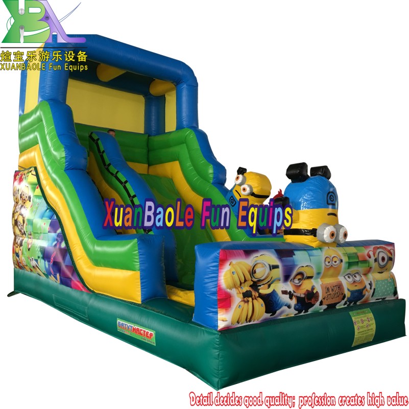 Tobogán seco inflable para niños comerciales de PVC, tobogán inflable de dibujos animados de Minions de Anime 1