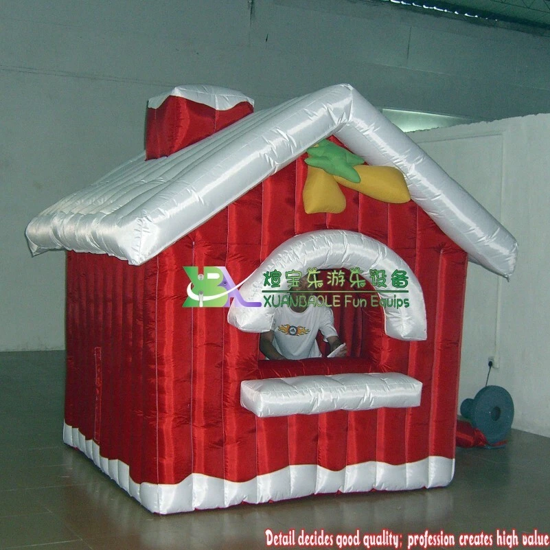 Christmas Decoration Red Inflatable Santa House Inflatable Grotto House Tent for Xmas Party 1
