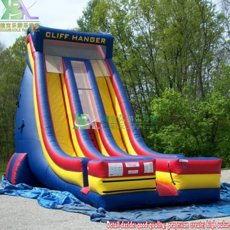 Durable and Super High Bouncy Slide,  Crazy fun Double Lane Cliffhanger Inflatable Dry or Wet Slide 1