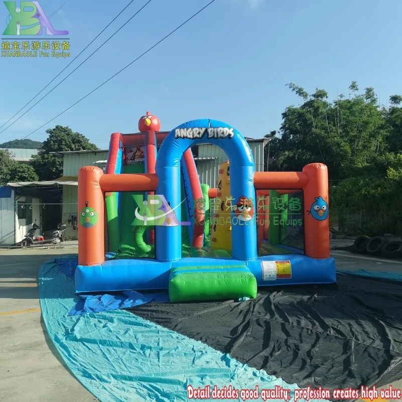 Inflatable Angry The Birds Combo Bouncer With Slide, Large Inflatable Jumping Bouncer Combo Bouncy Castle For Kids 1
