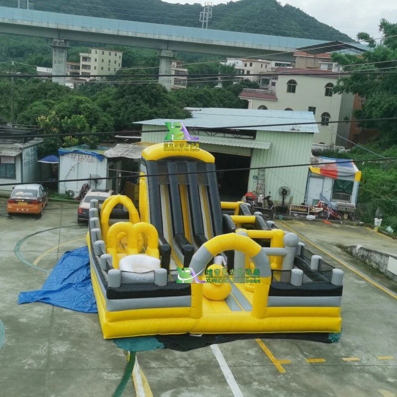 Large inflatable yellow duck theme park , Commercial playground equips bouncer jumper castle inflatable trampoline theme park 1