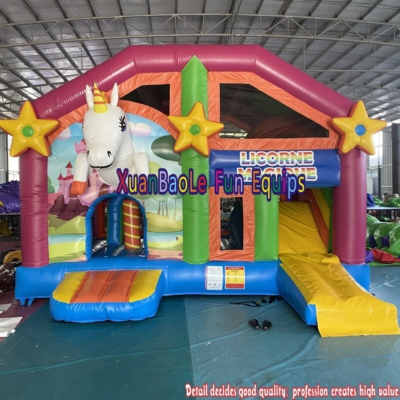 Unicorn Magic Inflatable Combo/ Unicorn Bouncer Jumping Bouncy Castles With Slide 1