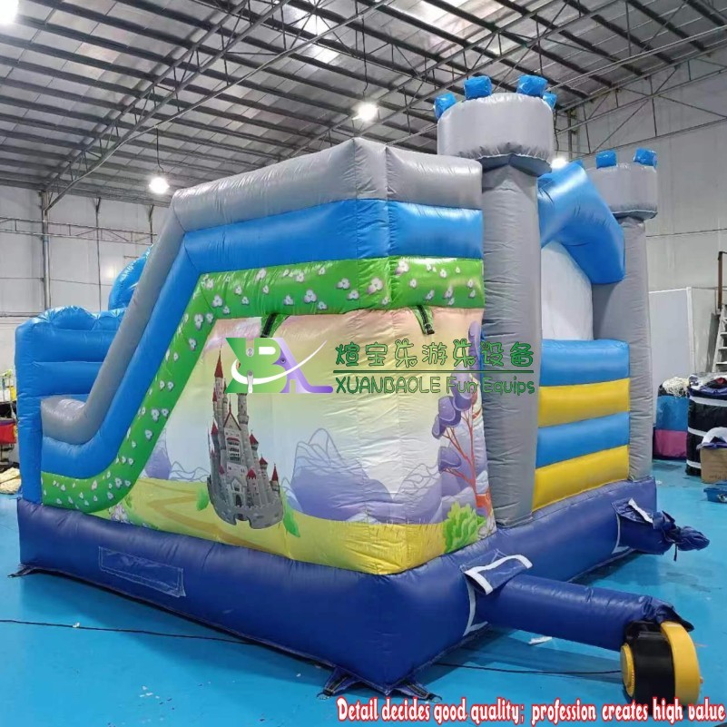 Rainbow Unicorn Themed Commercial Inflatable Bounce Castle Combo – Party Bouncer with Slide 4