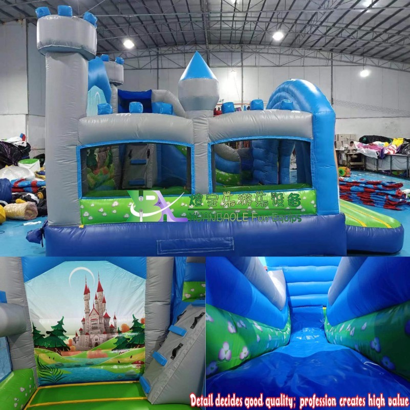 Rainbow Unicorn Themed Commercial Inflatable Bounce Castle Combo – Party Bouncer with Slide 7
