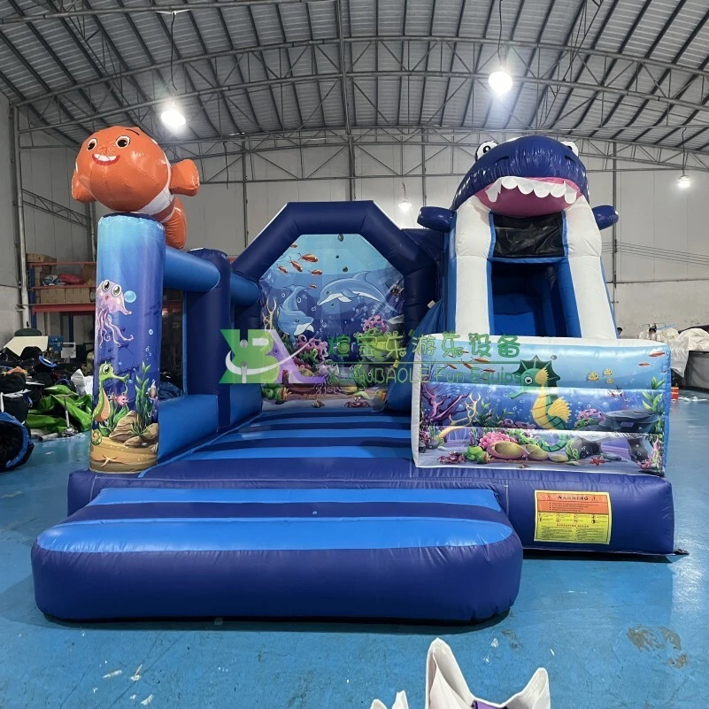 Finding Nemo Experience Bouncy Castle Combo, Clown Fish Inflatable Combo Slide Playground 1