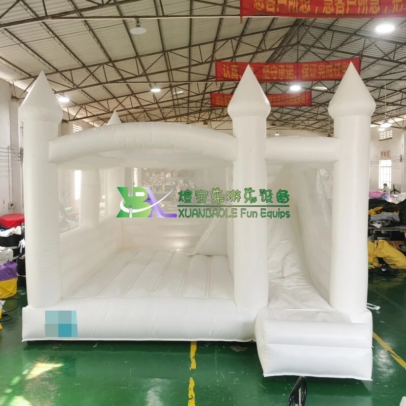 New Outdoor White Wedding Bouncer Combo Inflatable Jumping Bouncy Castle With Slide 1