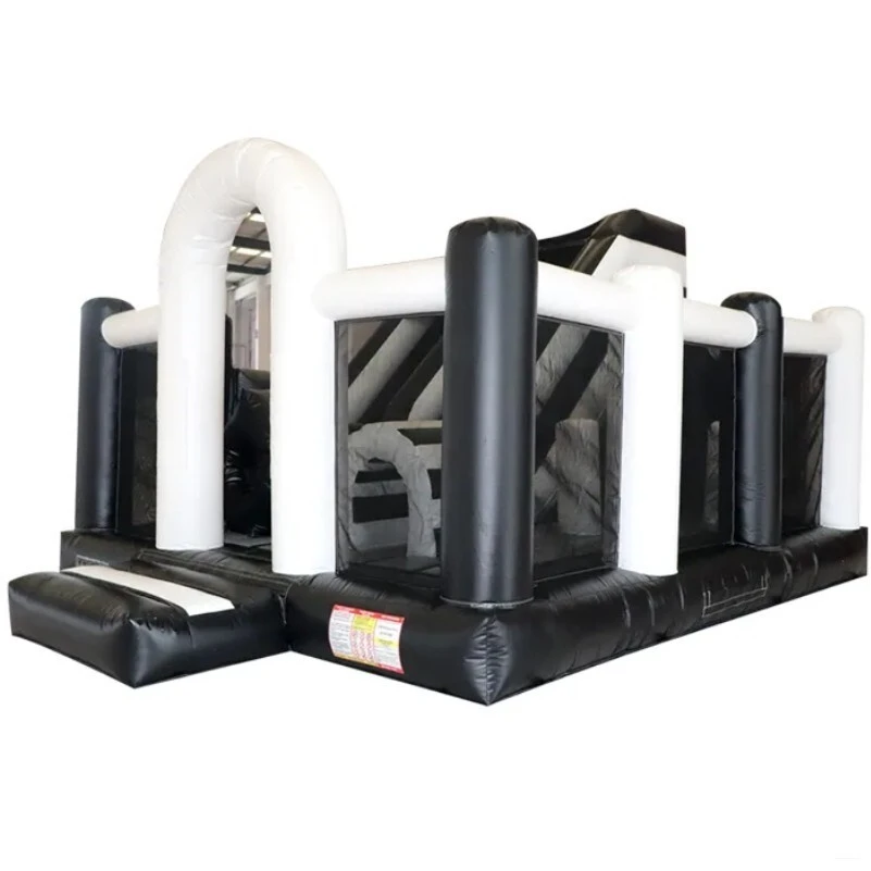 Château gonflable pour enfants personnalisé Bounce House noir blanc avec combo toboggan 1