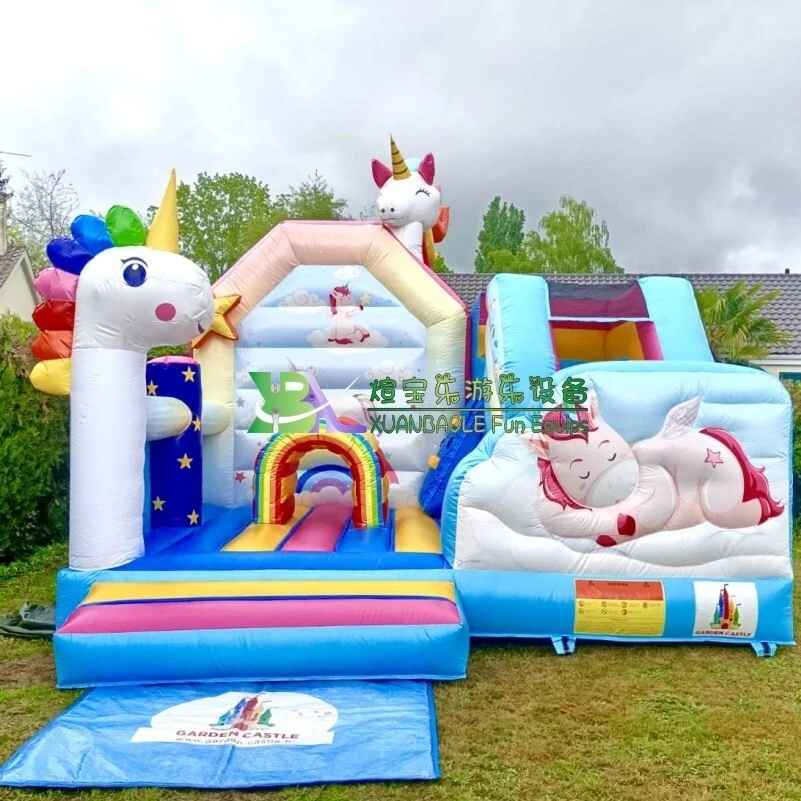 New Arrival Unicorn Bouncy Castle Combo, Kids Outdoor Air Bouncy Slide Playground 1