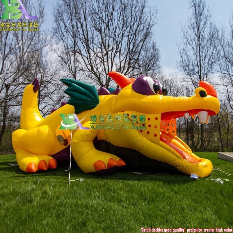 Parque infantil inflable con diseño de dragón escondido y tobogán 1