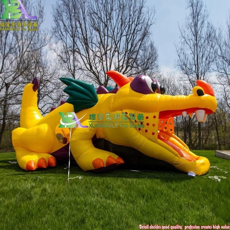 Parque infantil inflable con diseño de dragón escondido y tobogán 1