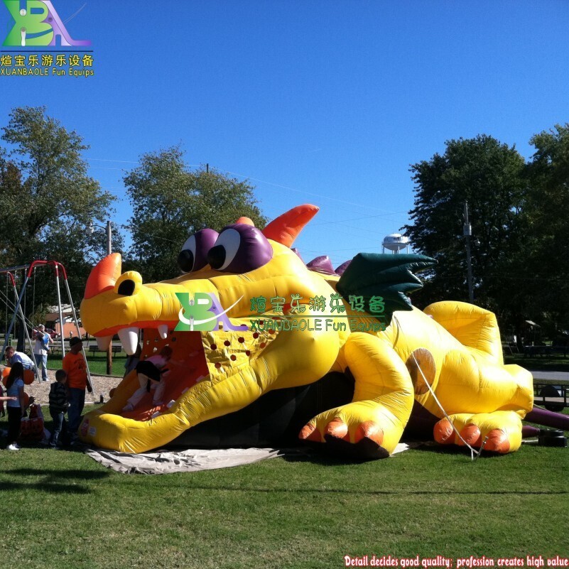 Parque infantil inflable con diseño de dragón escondido y tobogán 4