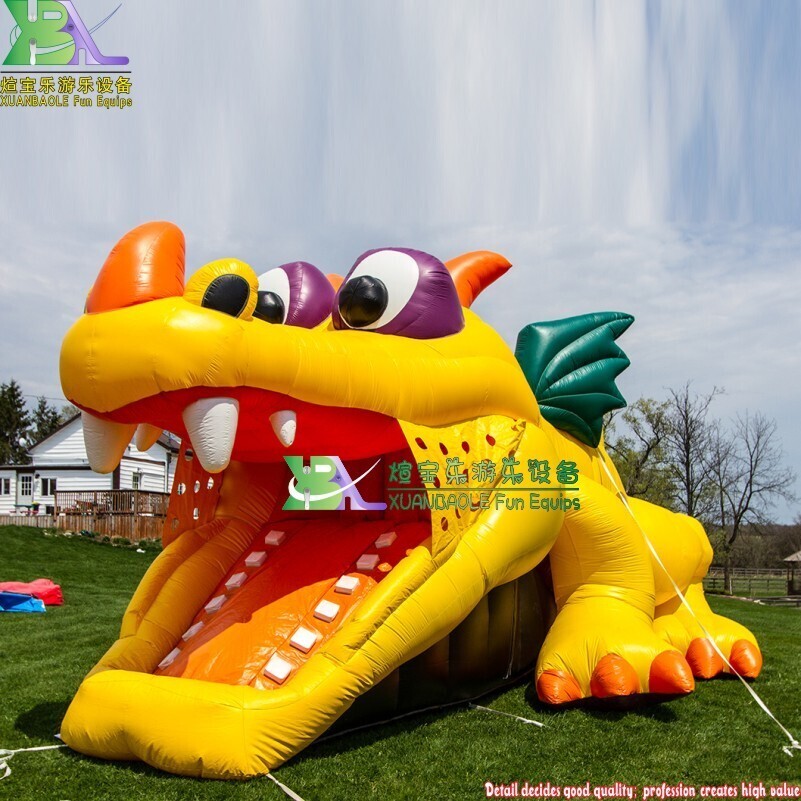 Parque infantil inflable con diseño de dragón escondido y tobogán 3