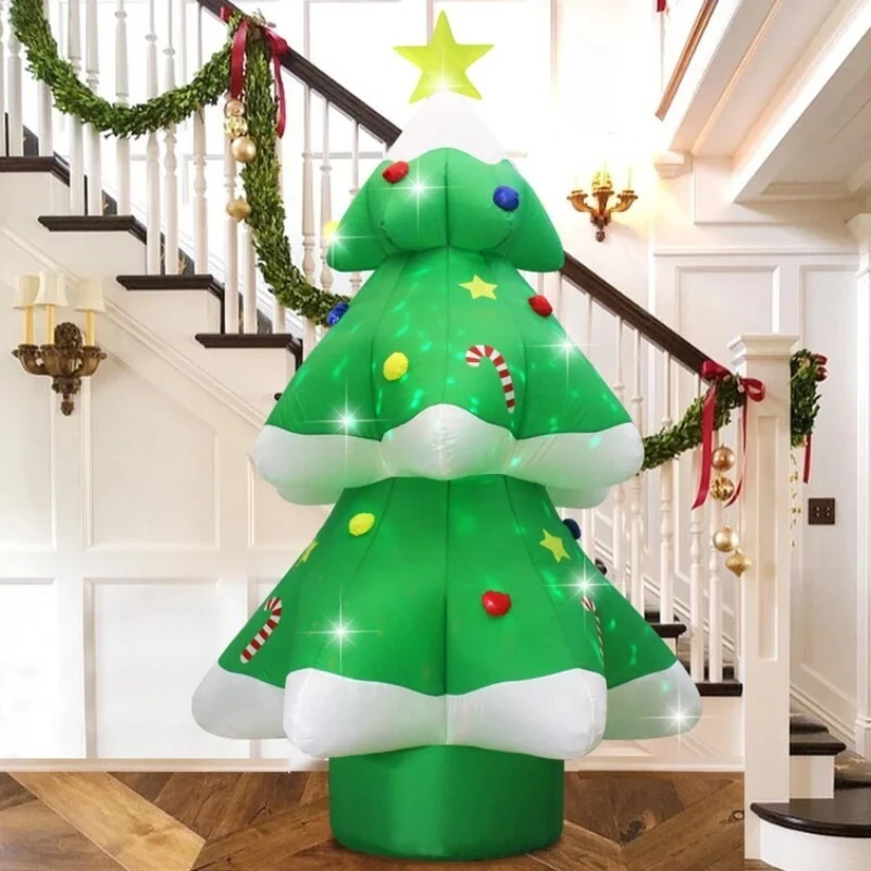 Arbre de Noël gonflable vert de 9 pieds avec lumières LED multicolores changeantes, décorations de cour 1