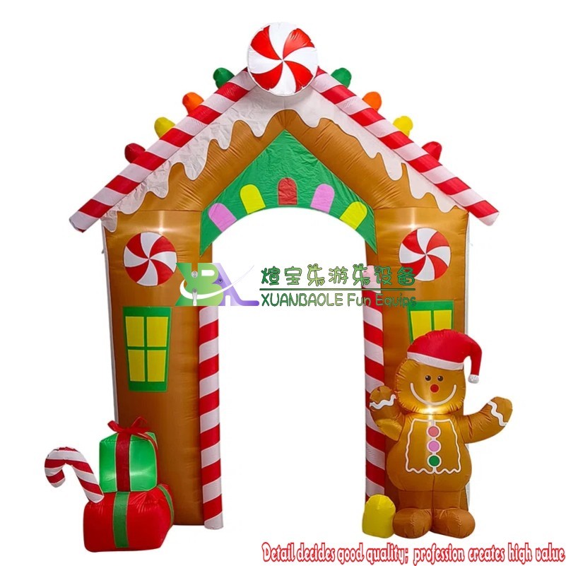 10 Feet Gingerbread Archway Christmas LED Inflatable Arch Yard Decorations High Quality Supplier In China 4