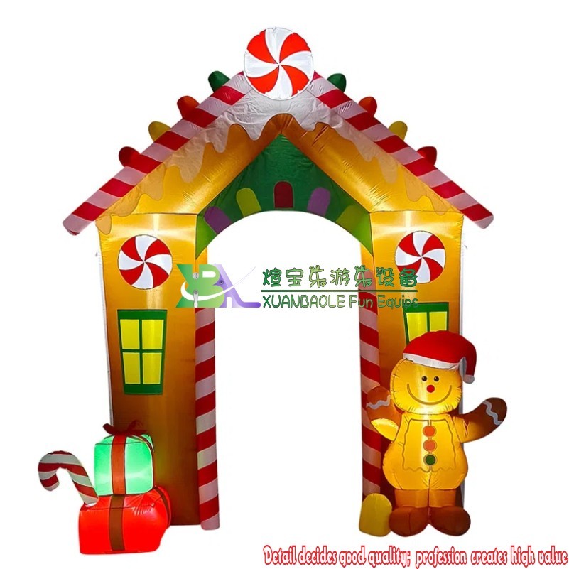 10 Feet Gingerbread Archway Christmas LED Inflatable Arch Yard Decorations High Quality Supplier In China 2