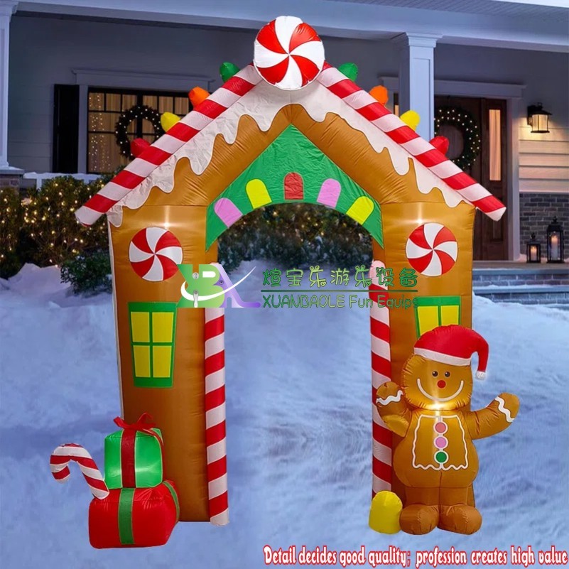 10 Feet Gingerbread Archway Christmas LED Inflatable Arch Yard Decorations High Quality Supplier In China 7